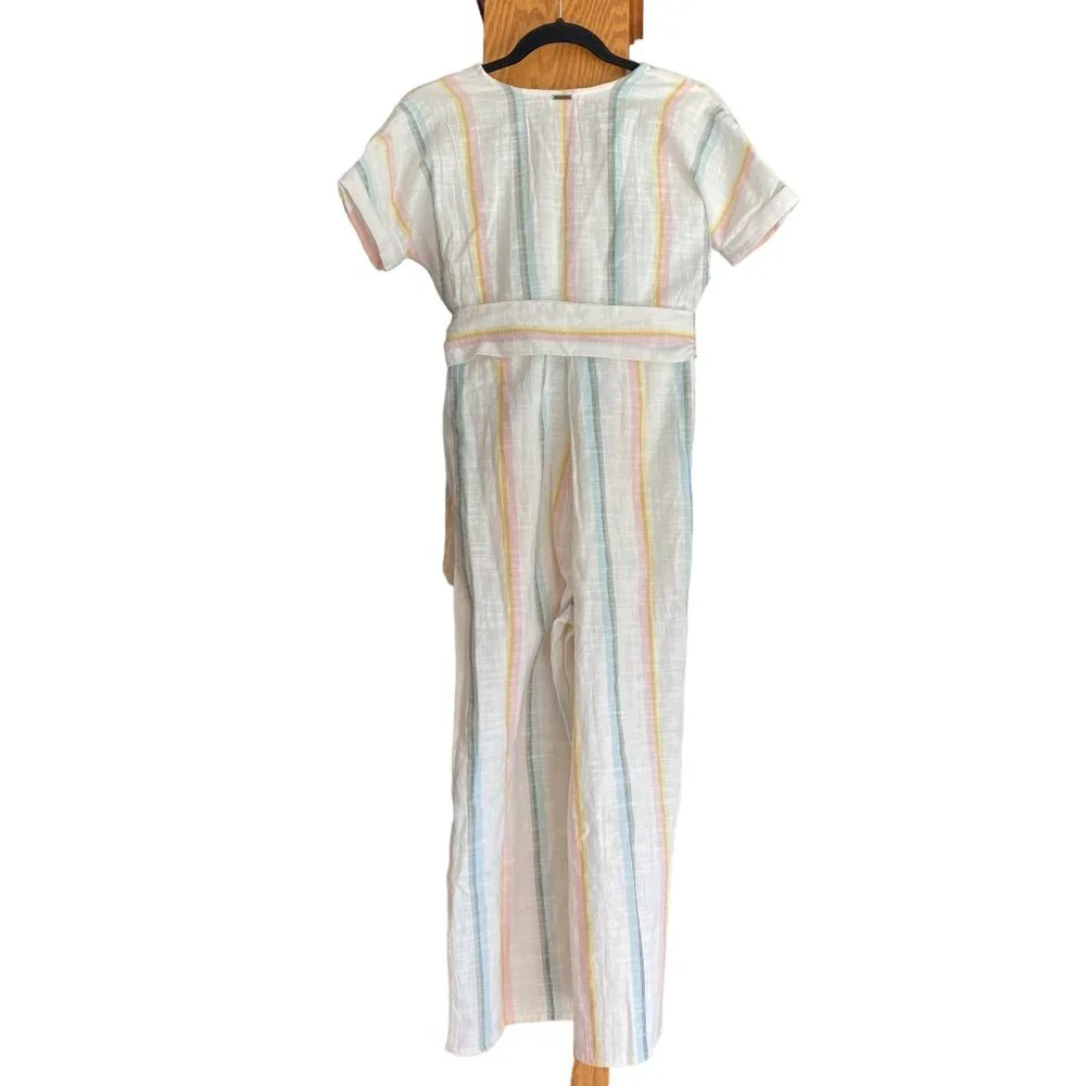 NWT Billabong x The Salty Blonde Dream Weaver Wide Leg Crop Striped Jumpsuit-S_11